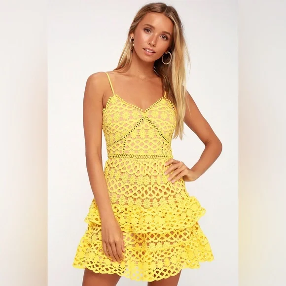 chinese dress ladies Summer To Remember Lace-Up Back Dress Floral Yellow– Selfie Leslie main image 1